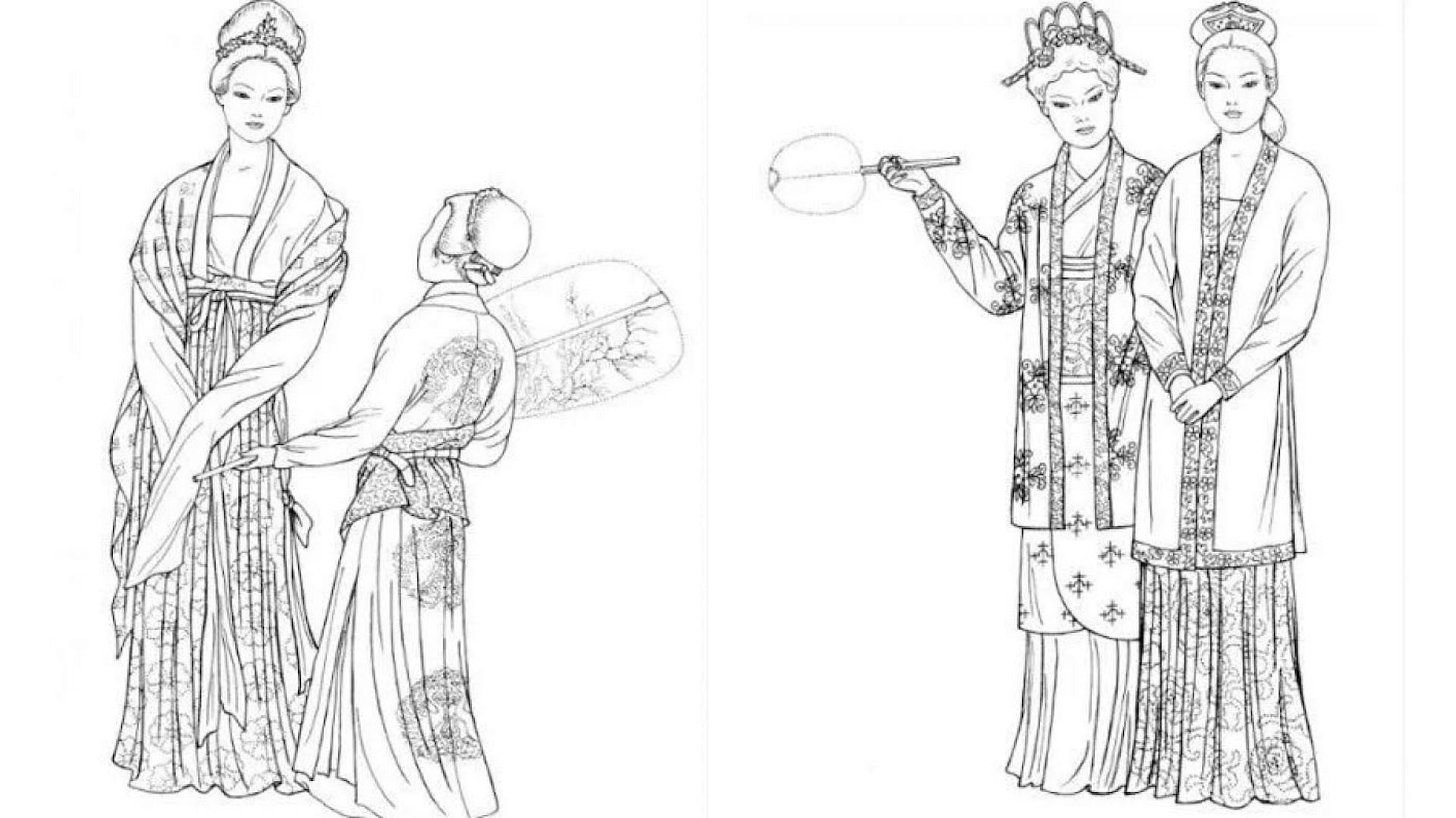 Illustrations of Hanfu, the traditional Chinese dress (Images via theqoo)