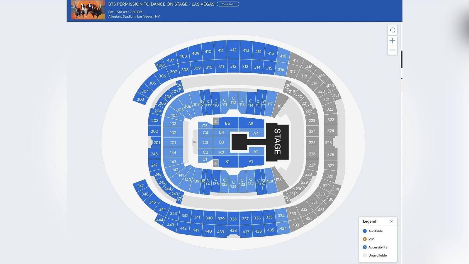 BTS Allegiant Stadium Seating Chart for 2022 Las Vegas concert