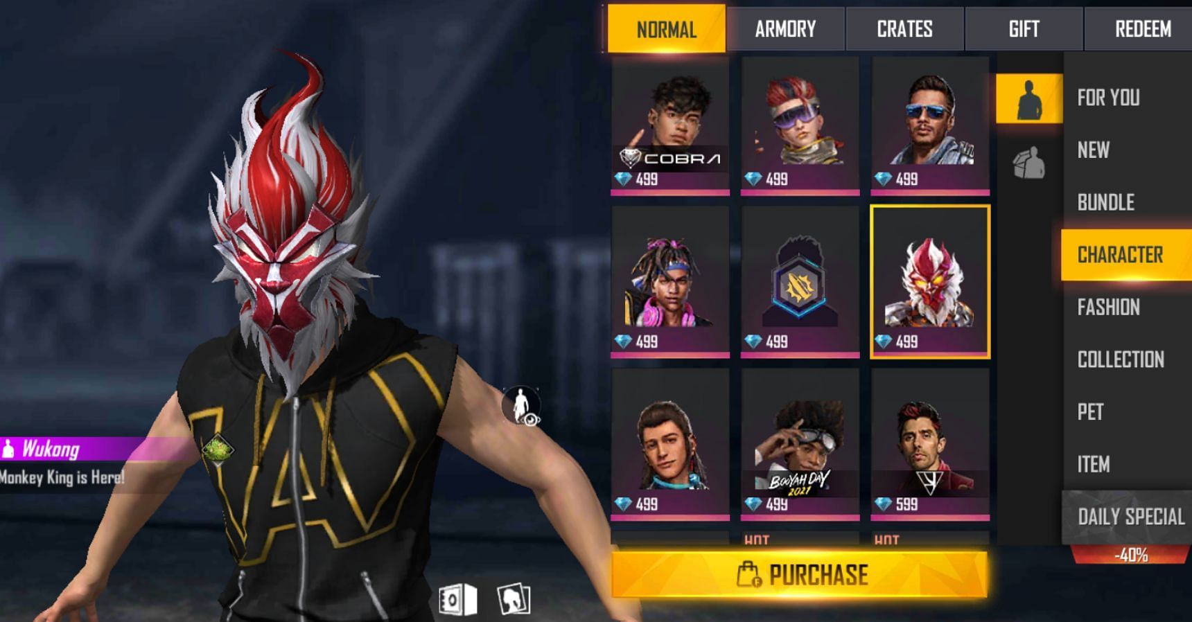 سعر Wukong هو 499 ماسة (الصورة من Garena)