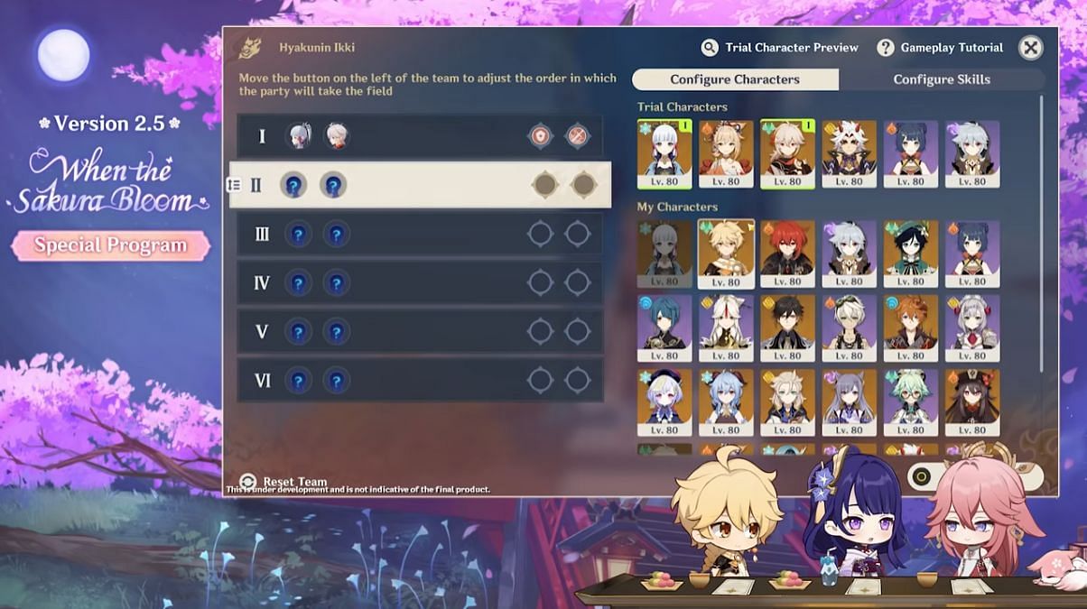 Create a team using free trial characters (Image via Genshin Impact)