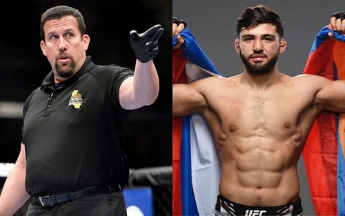 John McCarthy (left. Image credit: ESPN.com. Jeff Bottari/Zuffa LLC/Getty Images), Arman Tsarukyan (right. Image credit: @arm_011 on Instagram)