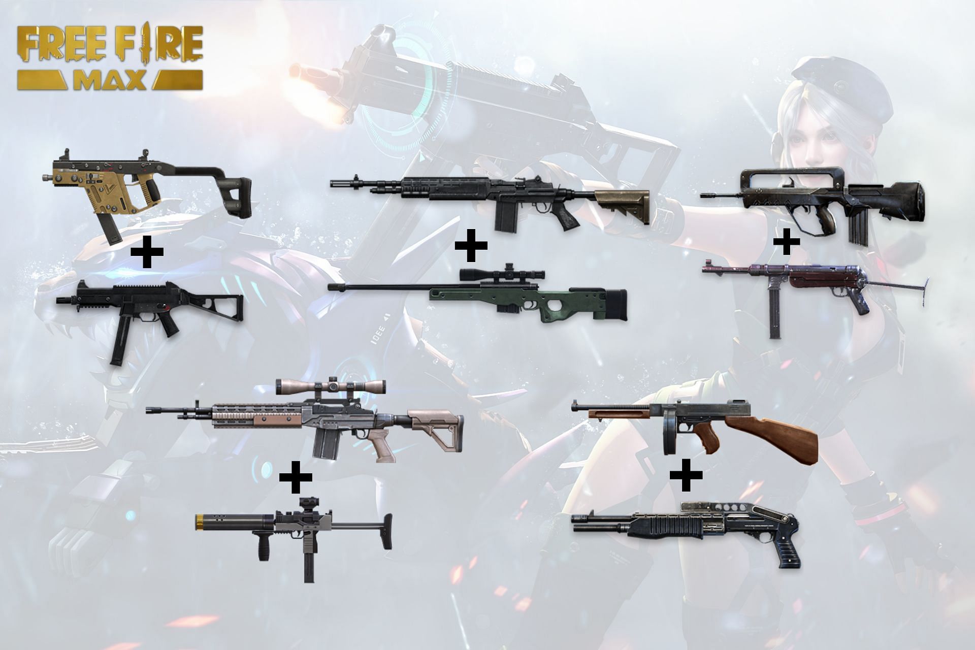 There&#039;s a gun combo for every occasion in Free Fire MAX (Image via Sportskeeda)