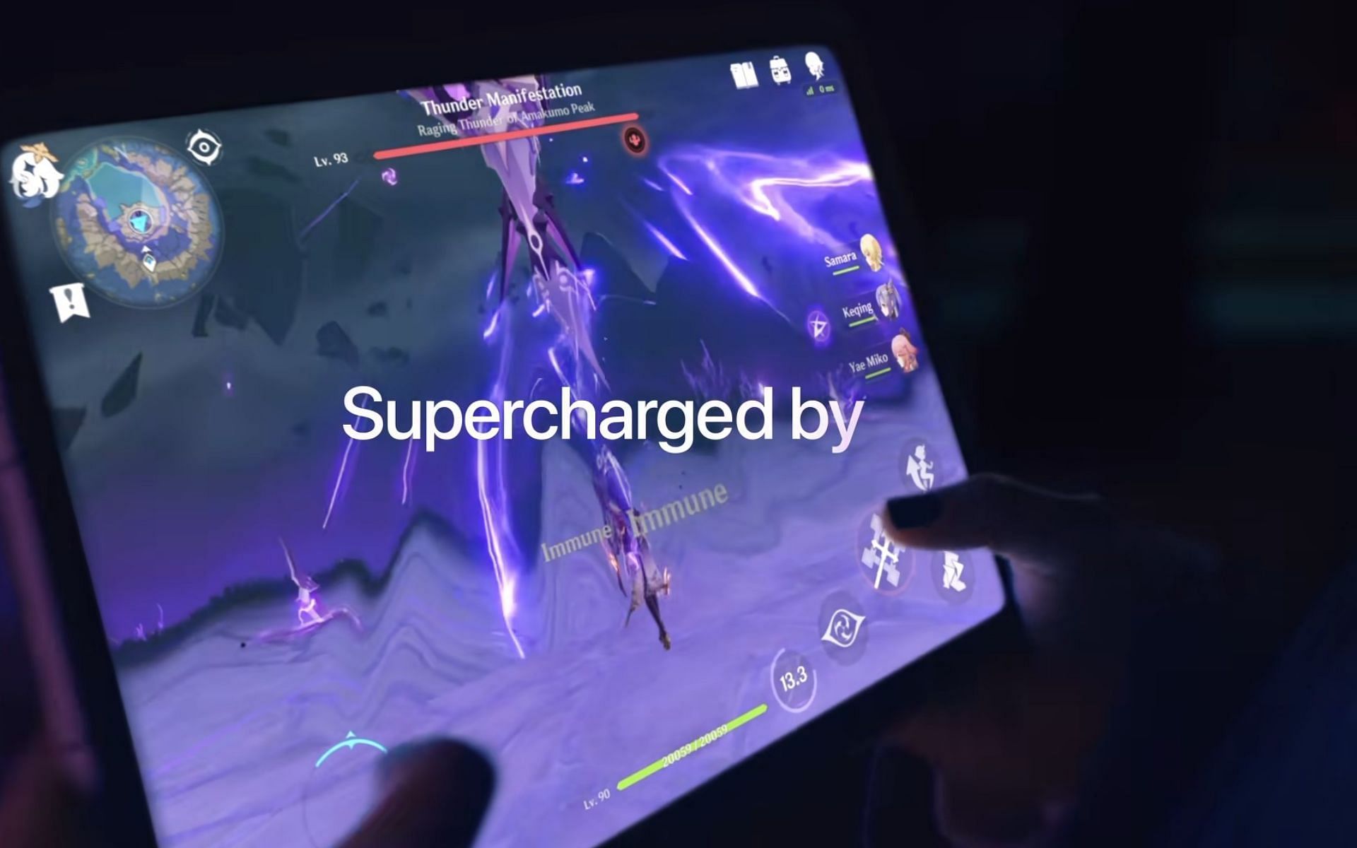 Seeing Electro units fighting an Electro boss with Supercharged on the screen makes sense, even if it&#039;s questionable (Image via miHoYo, Apple)
