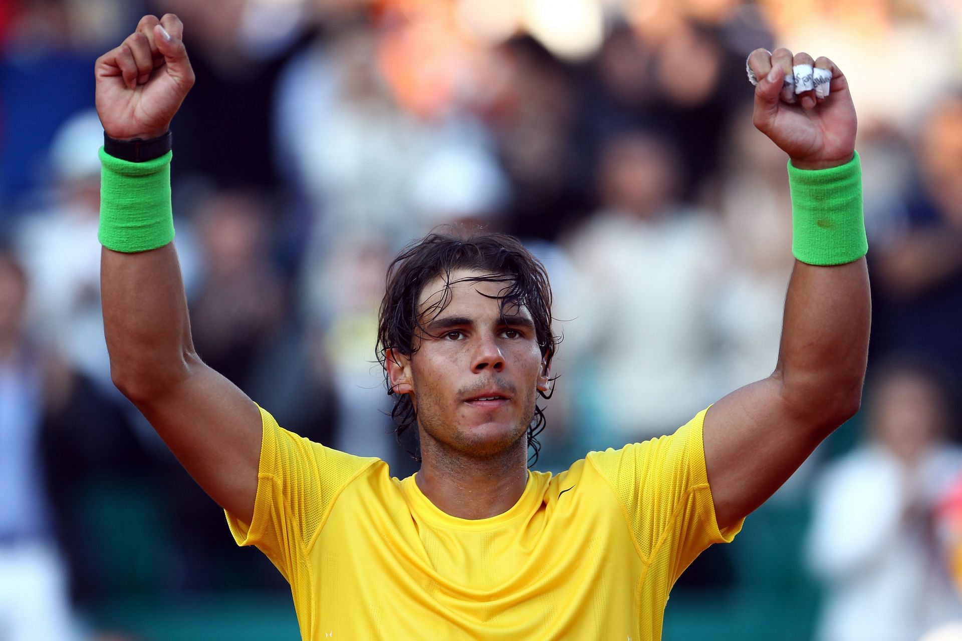 Rafael Nadal celebrates after beating Andy Murray in the Monte-Carlo semifinals