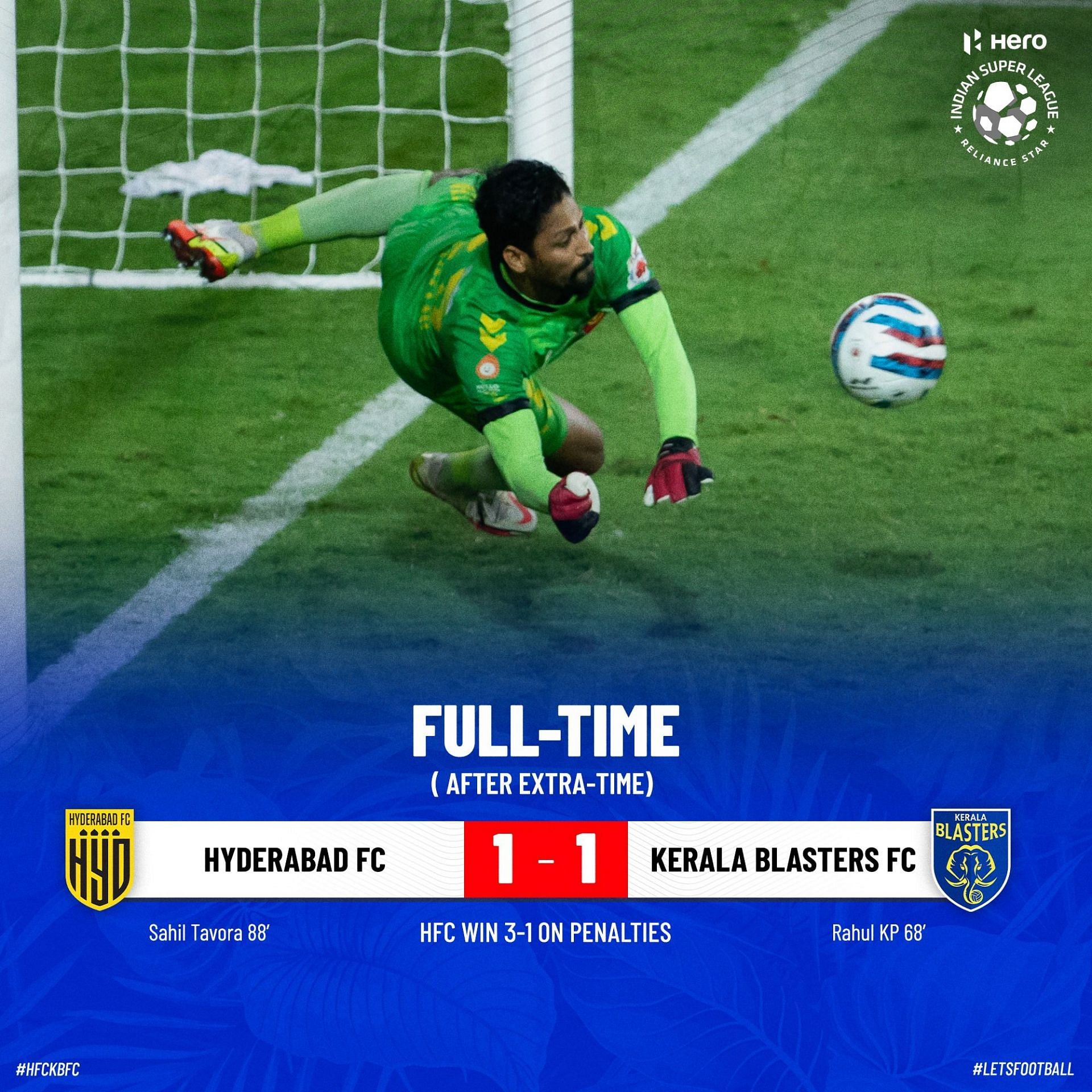 Kattimani saved three penalties to secure the victory for the Nizams (Image courtesy: ISL Media)