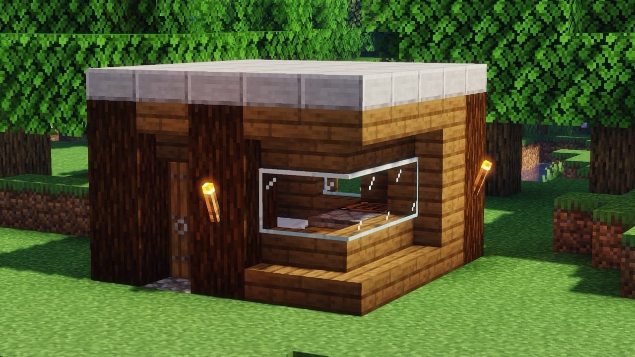 Players can create this starter house with minimal effort, it looks great and is functional (Image via csx42/YouTube)