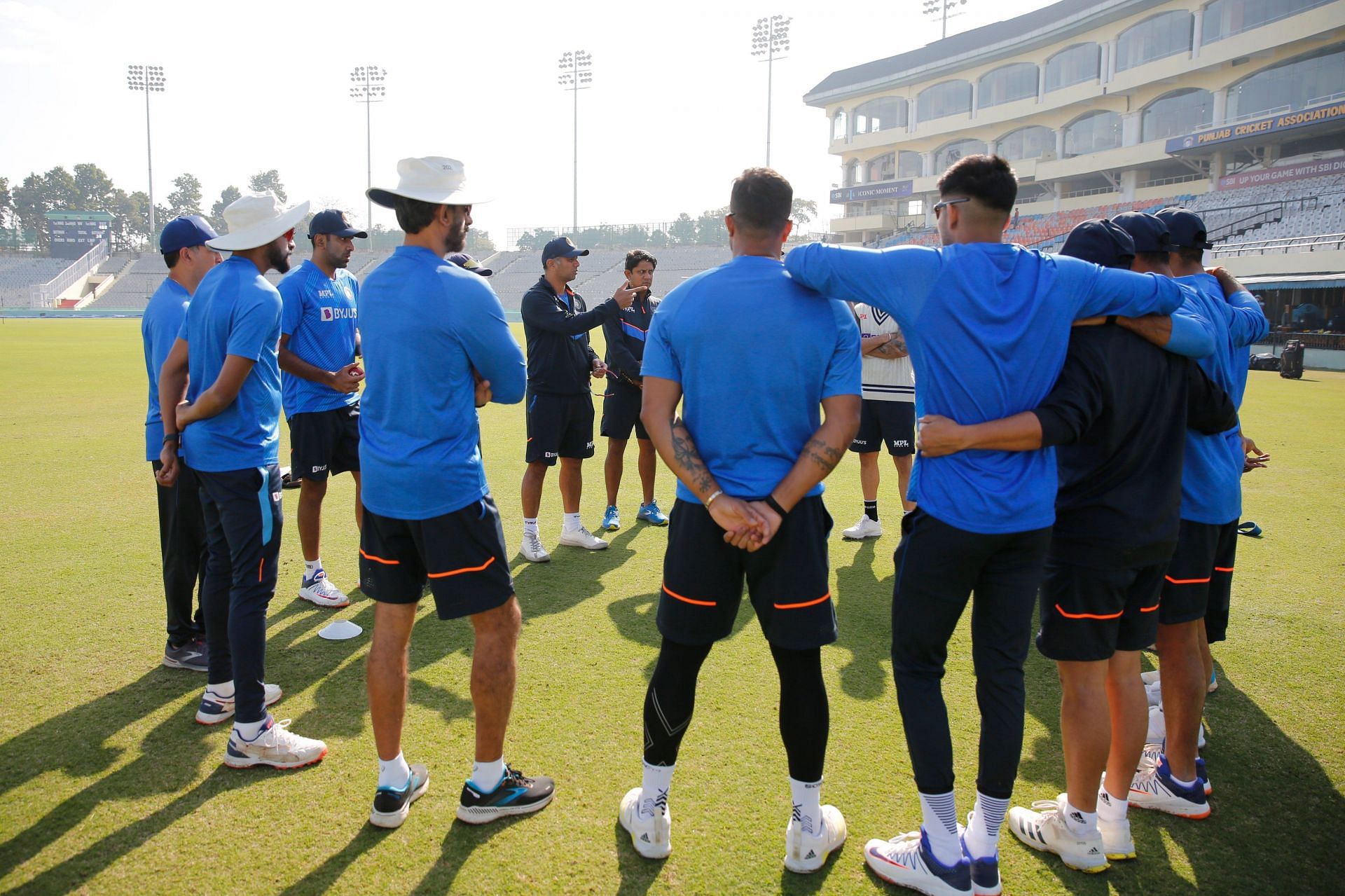 Enter caption Enter caption Enter caption India head coach Rahul Dravid addresses a team huddle in Mohali [Credits: BCCI]