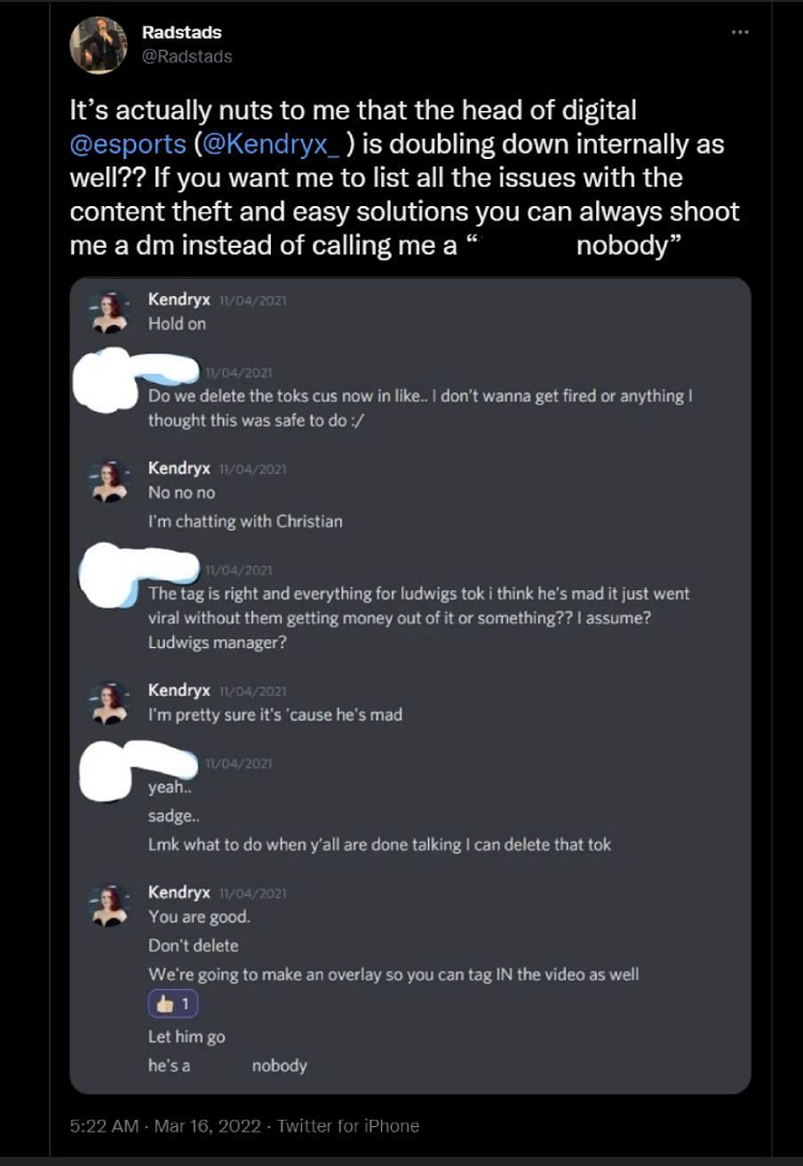 TikTok editor sharing a conversation regarding the topic (Images via Radstad/Twitter)