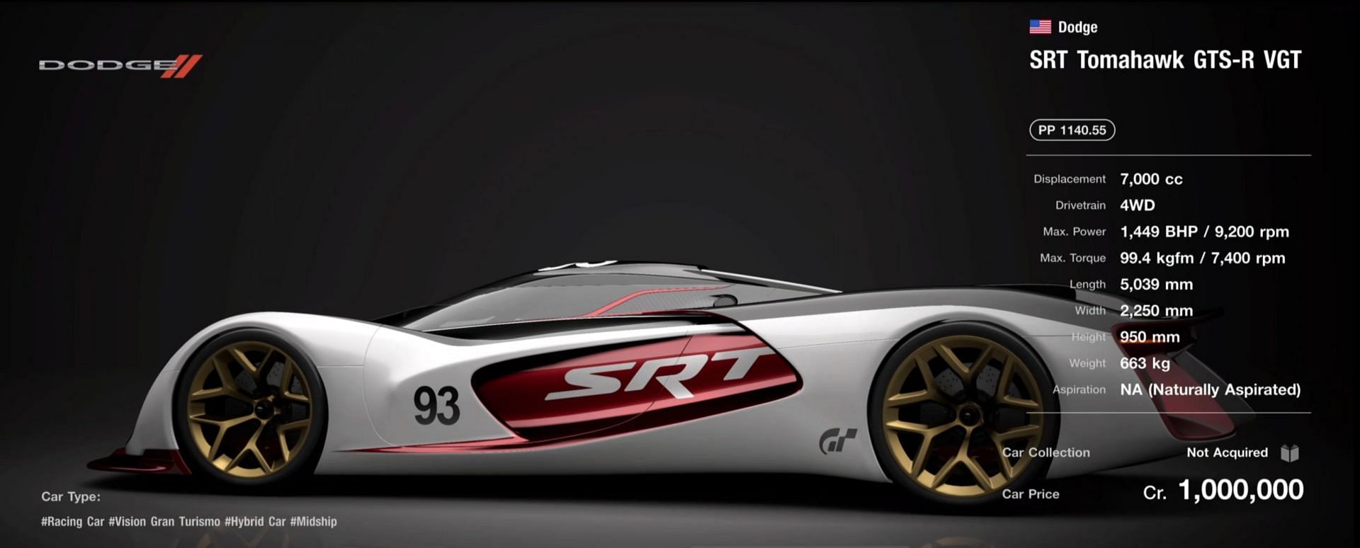 Dodge returns to the list again with its SRT line, with the SRT Tomahawk (Image via Sony)