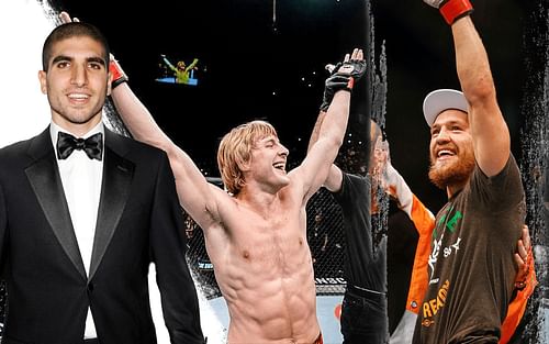 Ariel Helwani (left), Paddy Pimblett (center), Conor McGregor (right) [Center image via @theufcbaddy on Instagram]