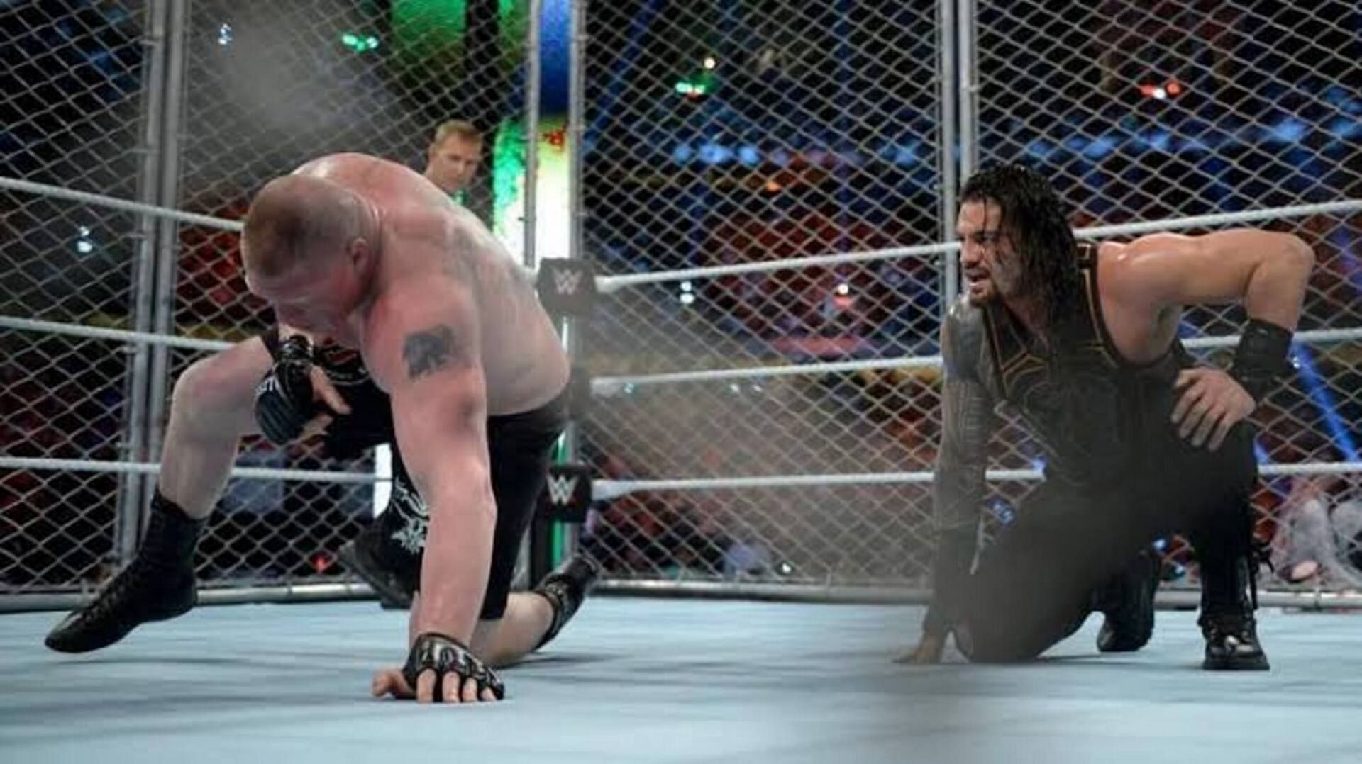 Roman Reigns and Brock Lesnar at Greatest Royal Rumble.