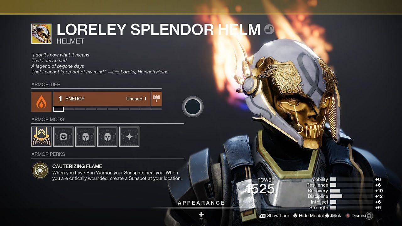 Loreley Splendor Helm (Image via Destiny 2)