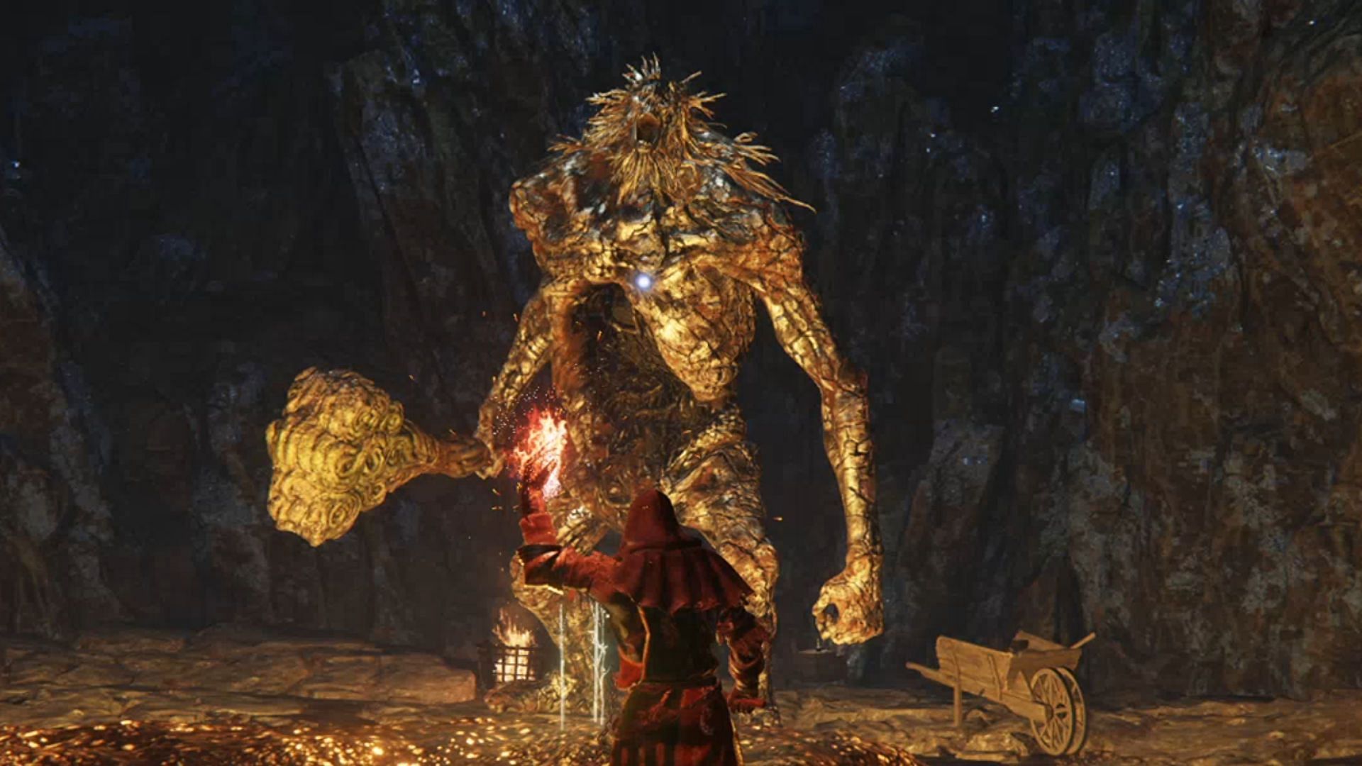 A player faces one of the game&#039;s many bosses (Image via FromSoftware Inc.)