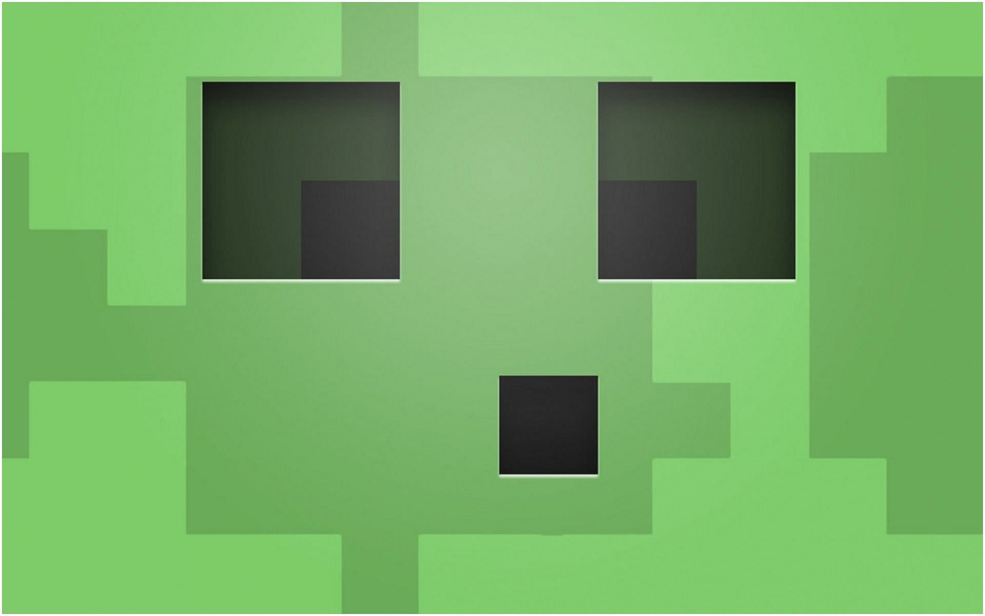 A slime&#039;s face in Minecraft (Image via WallpaperSafari/Minecraft)