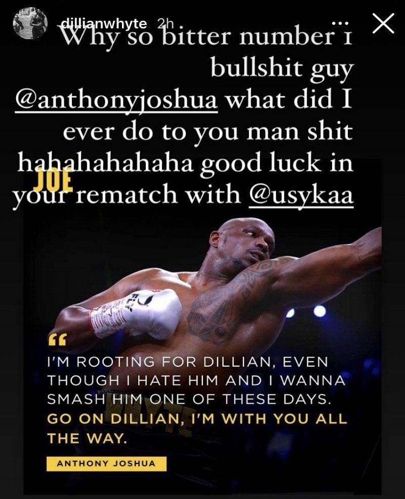 Dillian Whyte via Instagram stories