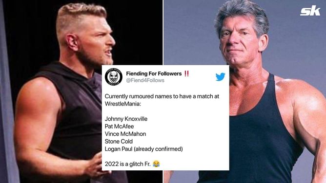 “2022 is a glitch” - NFL fans go berserk as rumors of Pat McAfee taking on WWE's Vince McMahon for WrestleMania 38 goes viral