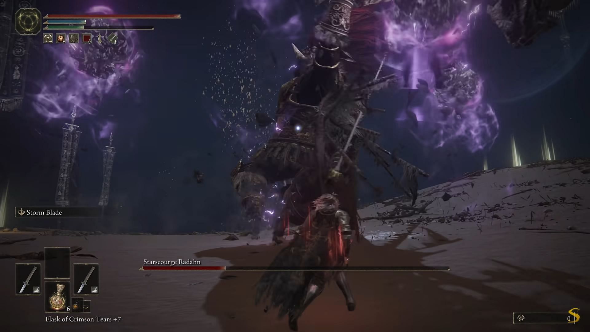 Radahn&#039;s gravity attacks in Elden Ring can practically one-shot a player (Image via Shirrako/YouTube)