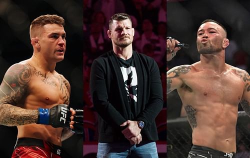 Dustin Poirier (left), Michael Bisping (center) & Colby Covington (right)