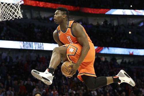 Zion Williamson jolted the NBA with his trademark between the leg dunk in practice. [Photo: The Washington Post]