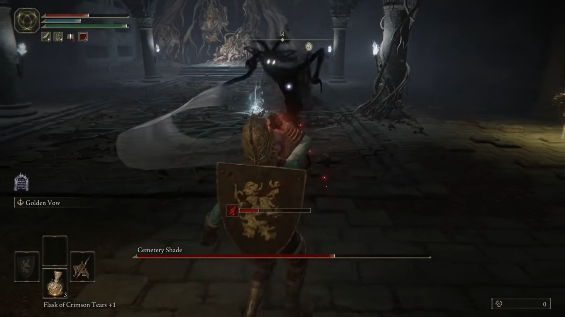 Cemetery Shade in Elden Ring has very little health pool, but its damage needs to be respected by players at any level (Image via theDeModcracy/YouTube)