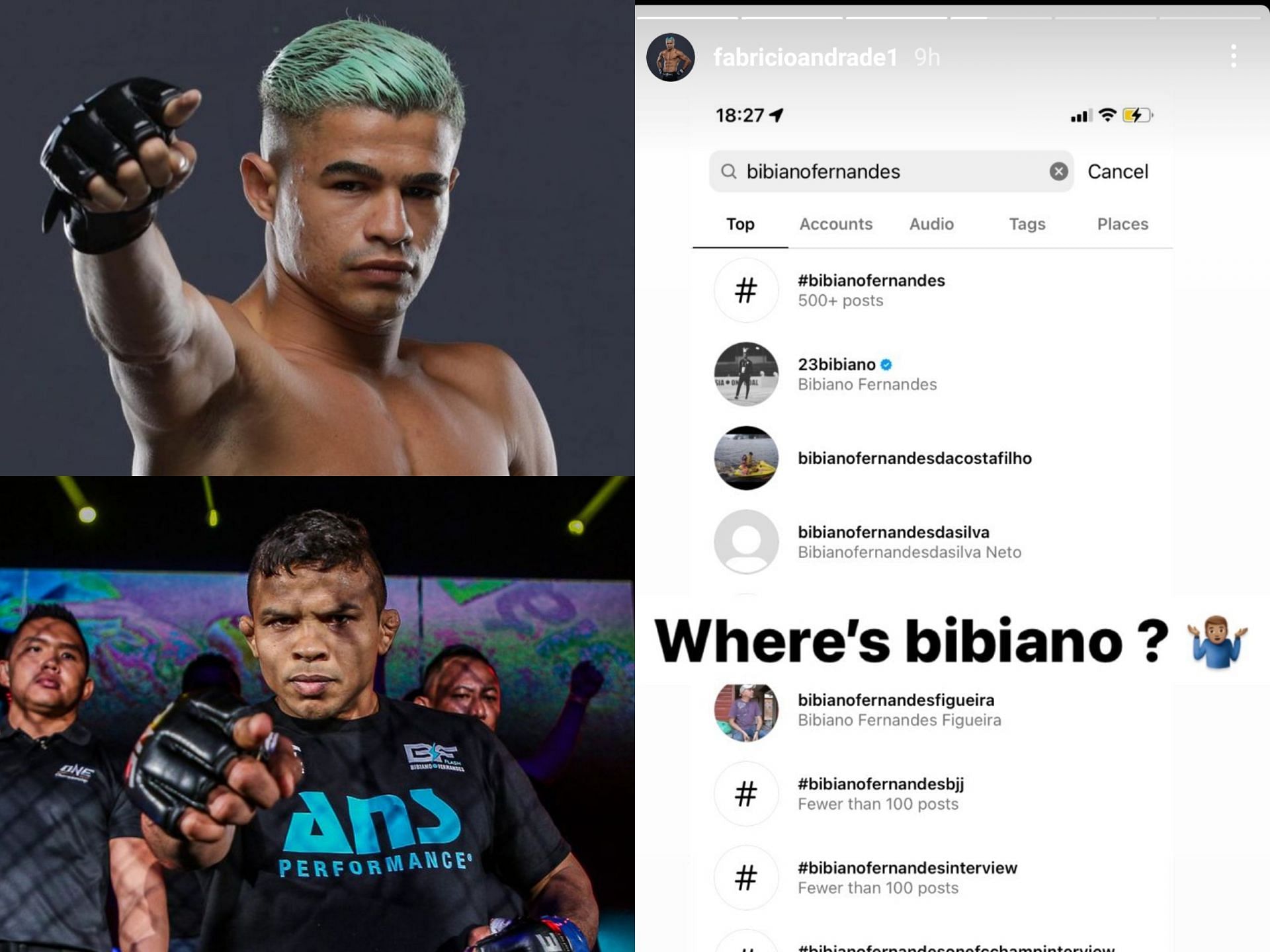 Fabricio Andrade (top) thinks he can take out Bibiano Fernandes (bottom). [Photo: ONE Championship]
