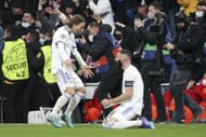 Benzema celebrating his goal against PSG