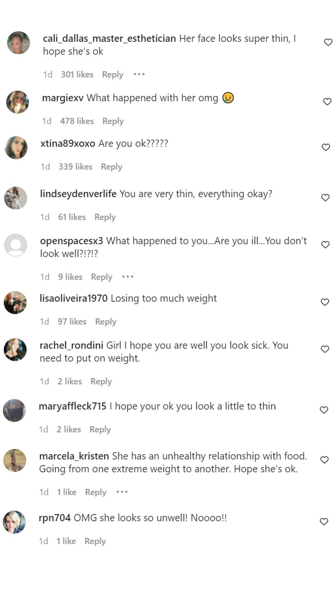 Some comments on Simpson&#039;s post (Images via Instagram)