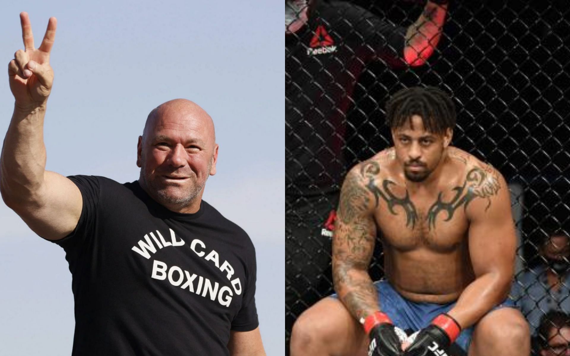 Dana White (left), Greg Hardy (right. Image credit: UFC.com)