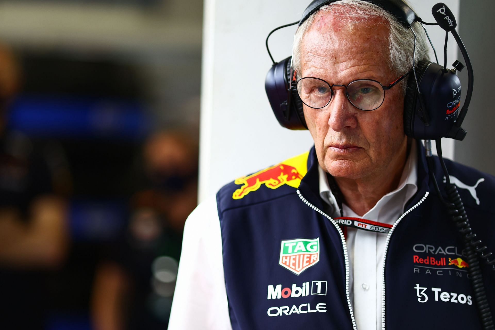 Red Bull team advisor Dr. Helmut Marko during qualifying for the 2022 Saudi Arabian GP. (Photo by Mark Thompson/Getty Images)
