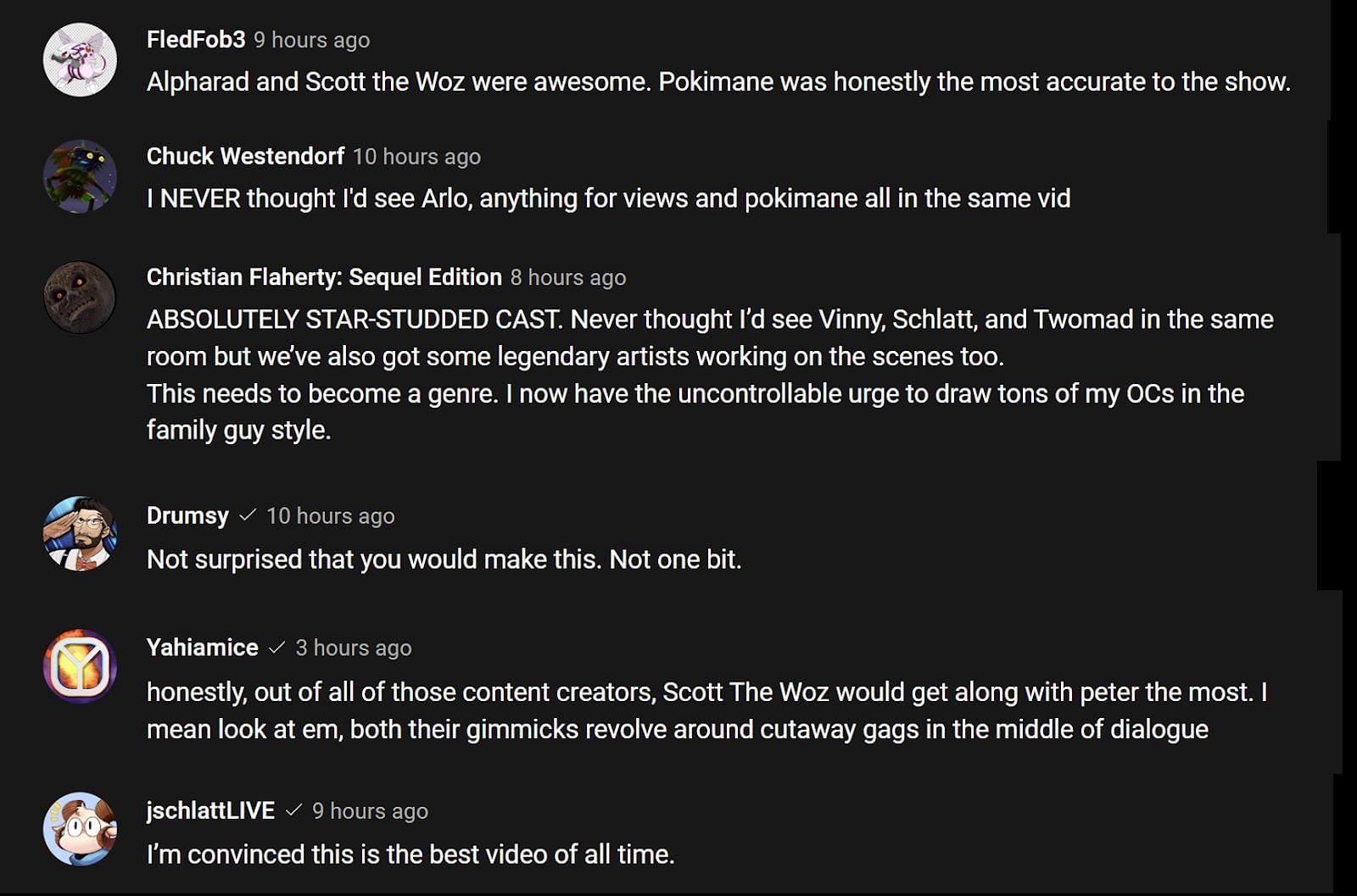 Viewers and fans reacting to the well made Family Guy video and applauding the content creator (Images via RubberRoss/YouTube comment section)