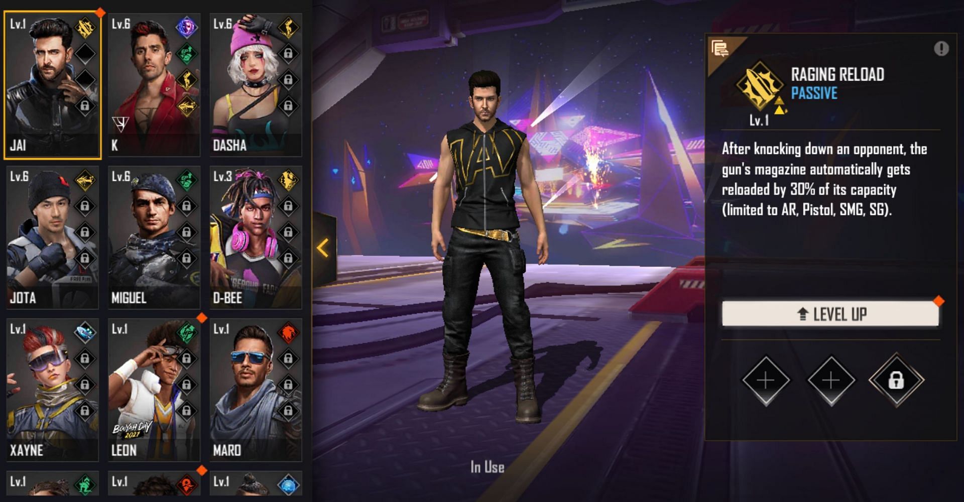 Jai keeps the magazine flowing, reducing the need to manually reload (Image via Garena)