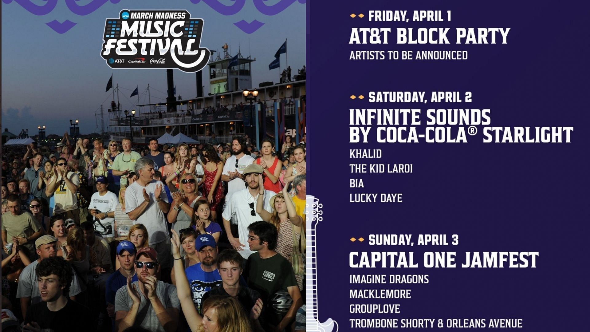 The NCAA March Madness Music Festival slated for the first three days of April this year (Images via Twitter /MFinalFour)