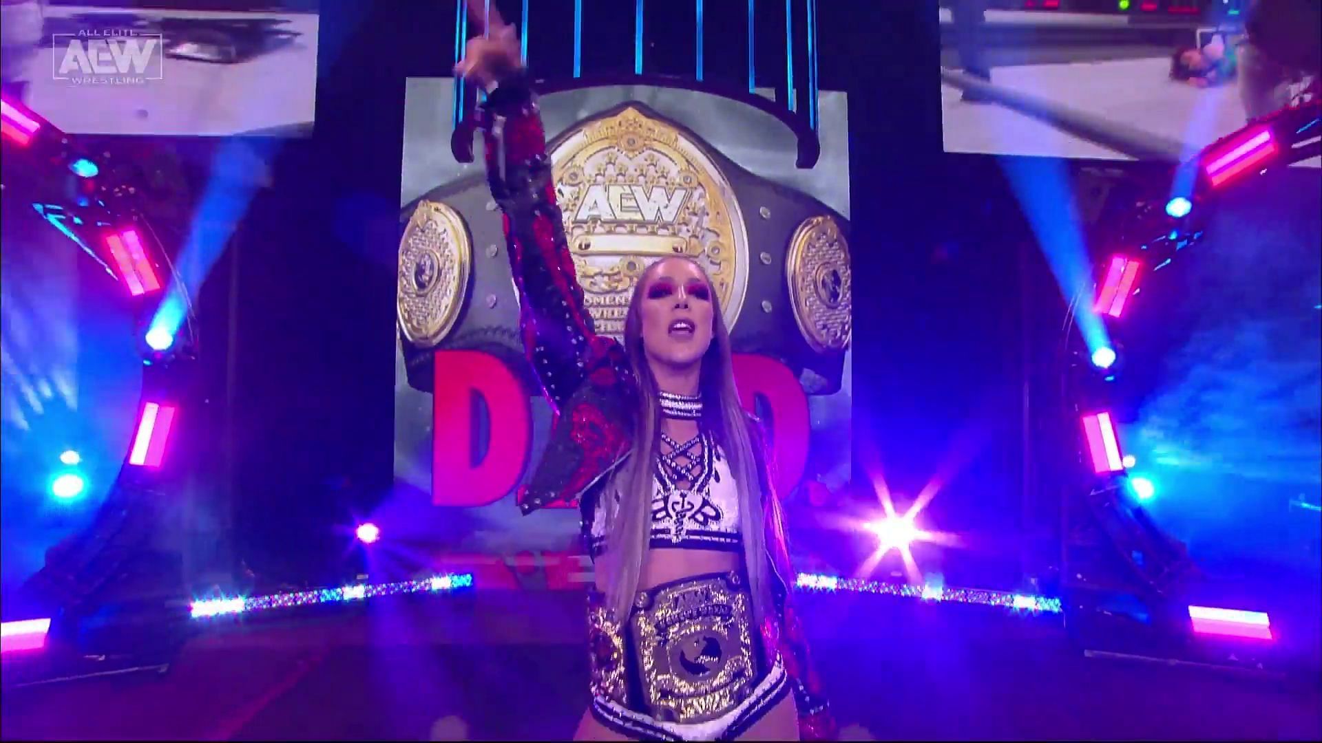 Baker during her last entrance while still holding the championship.