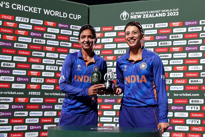 "They have enough budget to do that" - Smriti Mandhana on sharing Player of the Match trophy with Harmanpreet Kaur