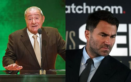 It's safe to say that Bob Arum (L) isn't happy with Eddie Hearn (R)