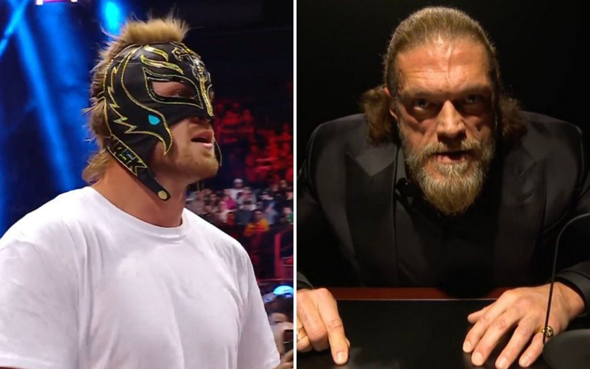 Lucha Logan (left); Edge with another incredible promo (right)