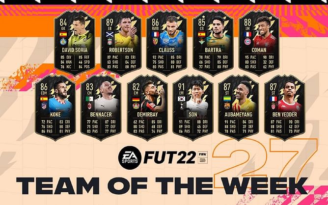 FIFA 22 Ultimate Team: Full list of Team Of The Week 27 (TOTW 27) cards revealed in FUT 22
