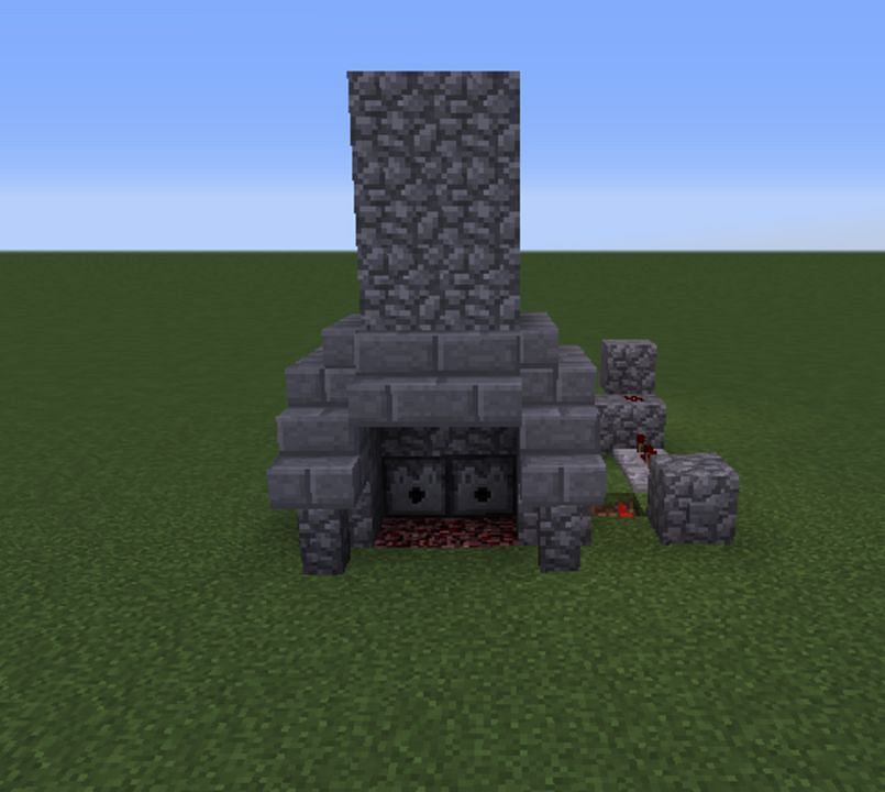 A fireplace build that can be activated or deactivated at a player&#039;s pleasure (Image via MrCrayFish/Grabcraft)