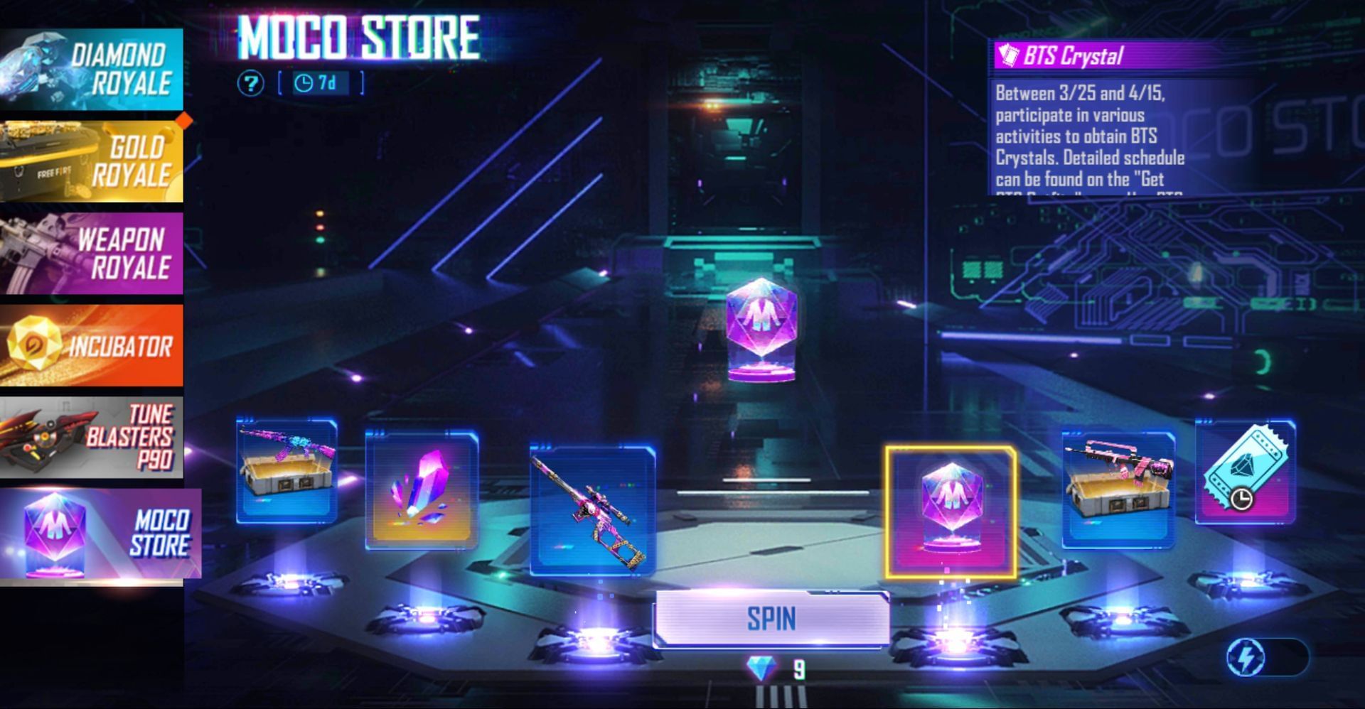 The final prize pool including BTS Crystal and VSS &ndash; Rapper Underworld (Image via Garena)