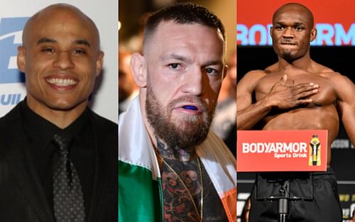 Ali Abdelaziz (left); Conor McGregor (center); Kamaru Usman (right)