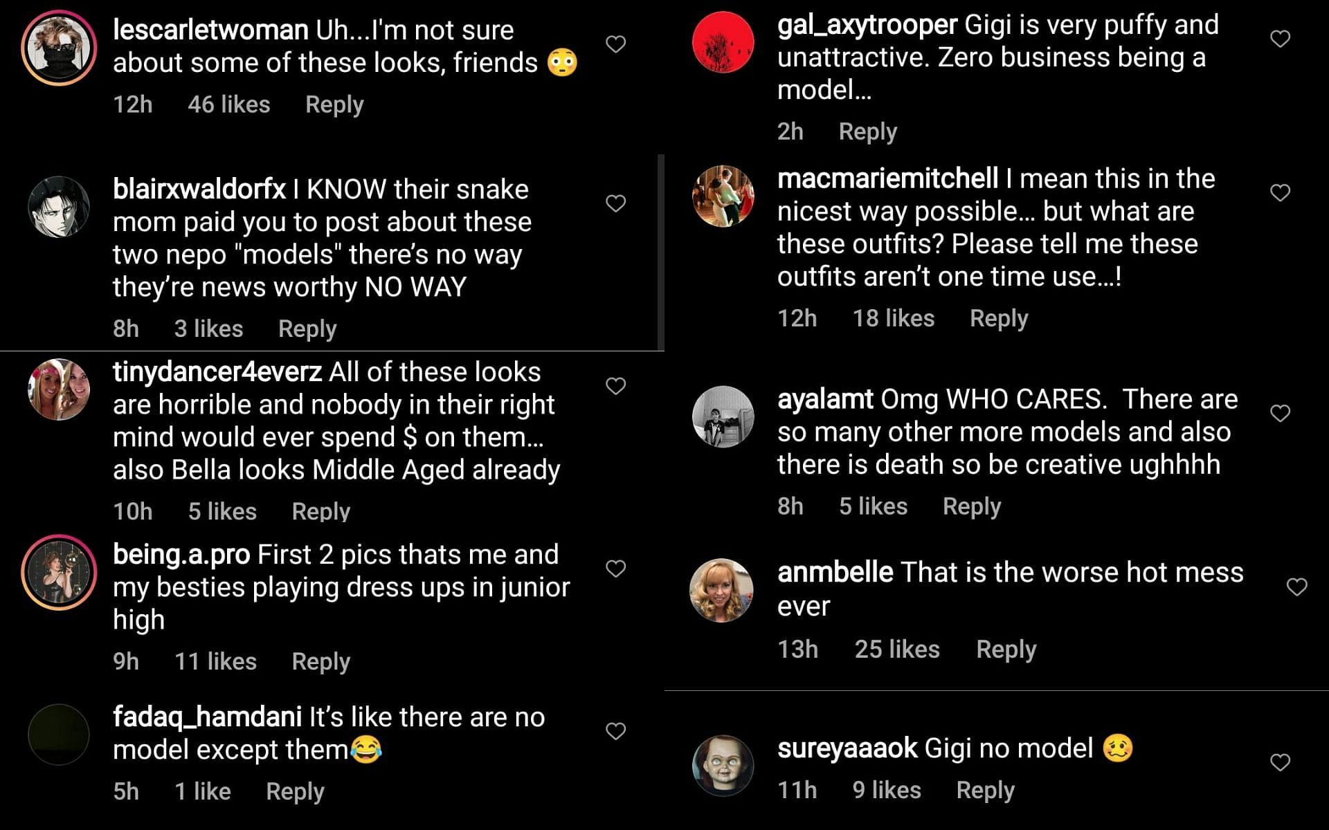 Fans reaction to Gigi and Bella Hadid for the Vivienne Westwood Runway(Image via Sportskeeda)