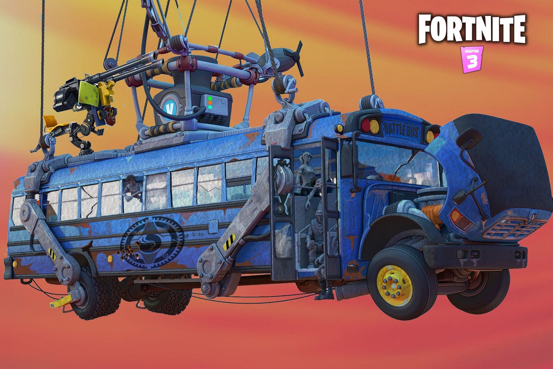 The Imagined Order are going to dominate the skies in Fortnite with their very own Battle Bus (Image via Sportskeeda)