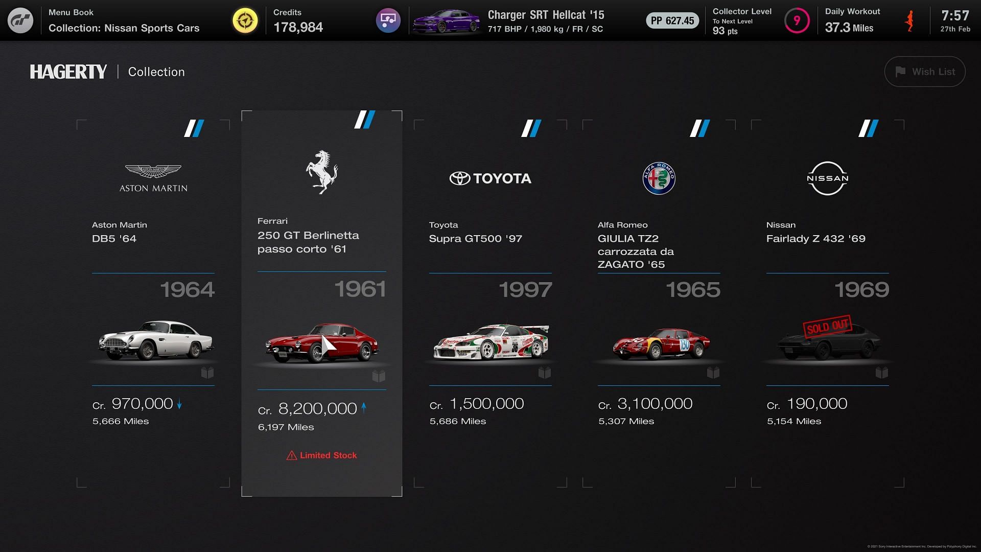 The Legend Shop has some incredible cars, if you&#039;ve got the credits to pick them up (Image via Polyphony Digital)