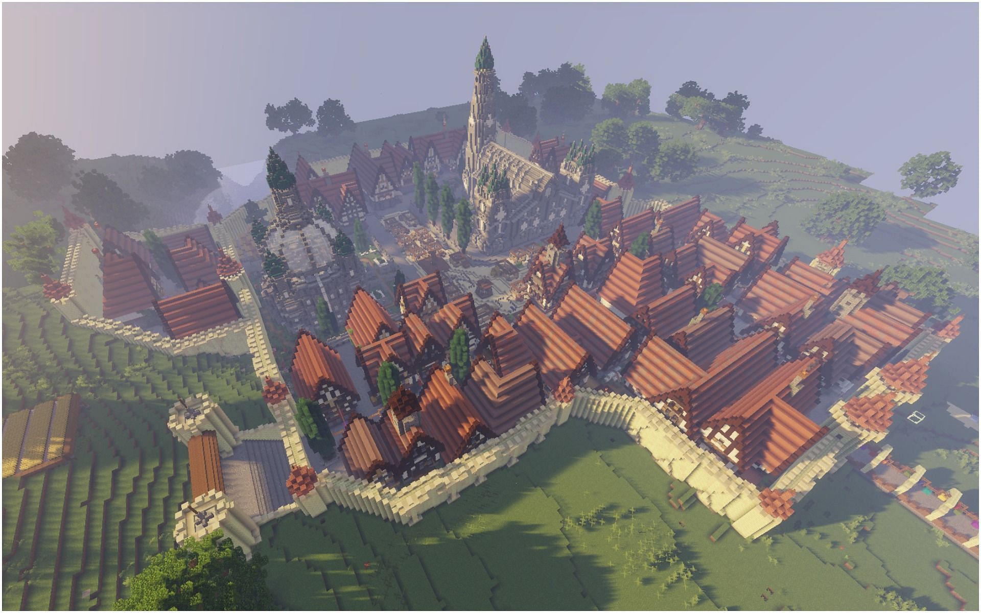 Cities sometimes takes months to build (Image via Minecraft)