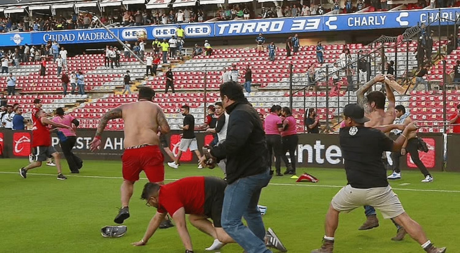 A terrifying brawl occurred at a Mexican soccer game leaving several injured (Image via EPA)
