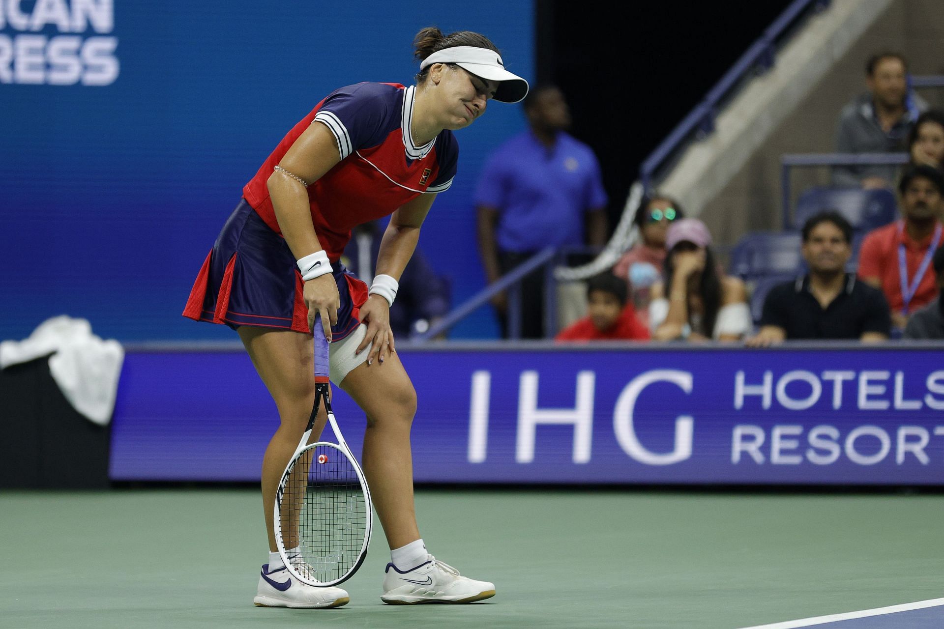 Bianca Andreescu during her quarter-final clash against Maria Sakkari at the 2021 US Open