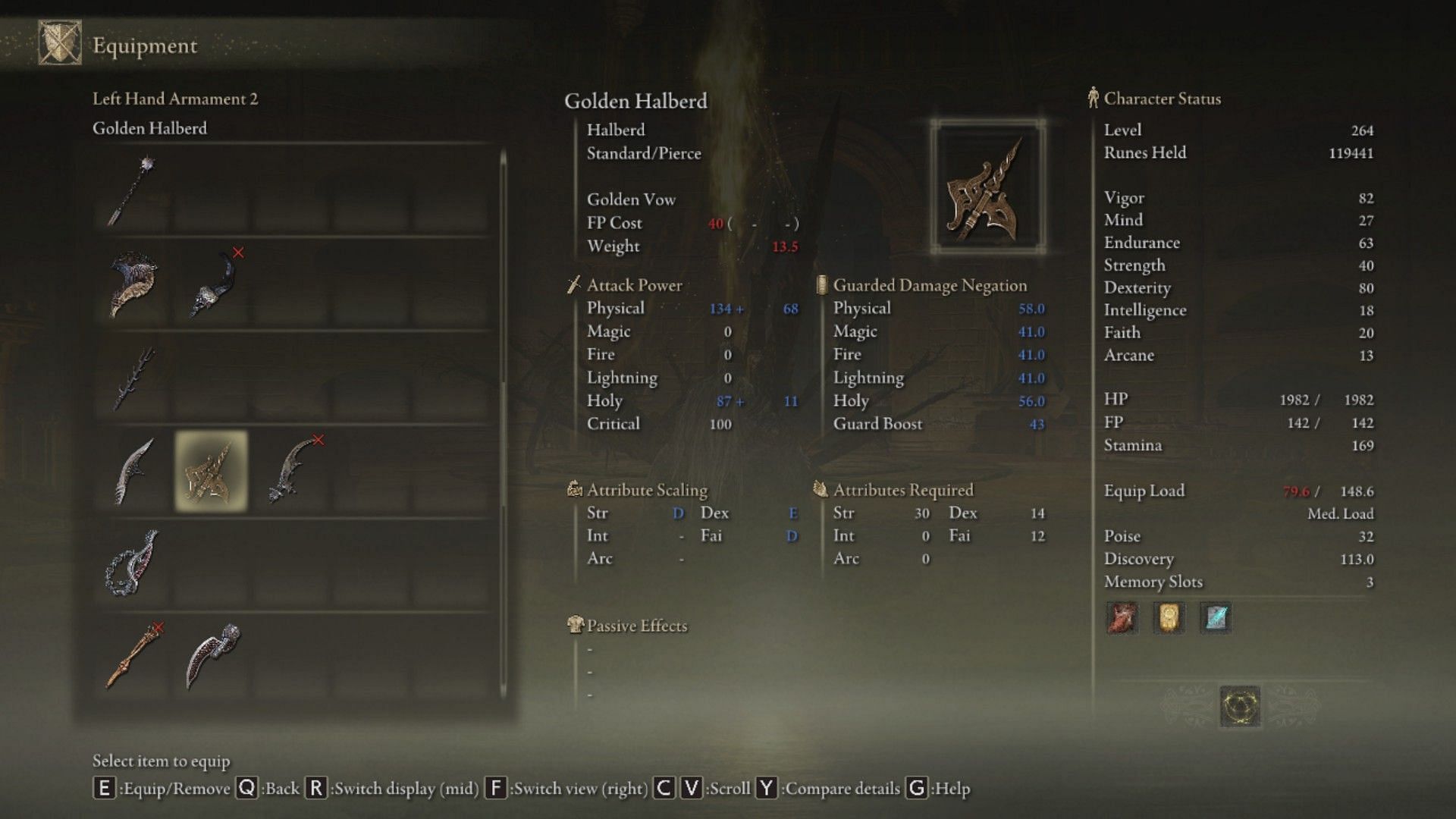 Golden Halberd can practically out-damage almost 95% of the weapons in this game (Image via Elden Ring)