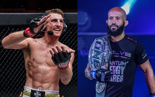 Jonathan Haggerty (left) calls out Demetrious Johnson (right) for a fight in the near future. [Photos ONE Championship]