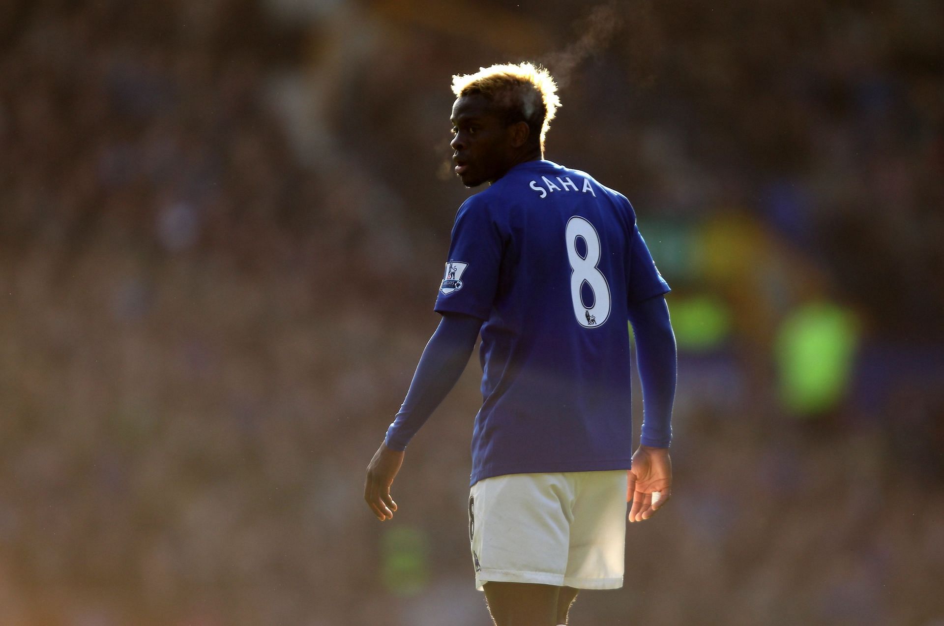 French striker Louis Saha in action for Everton