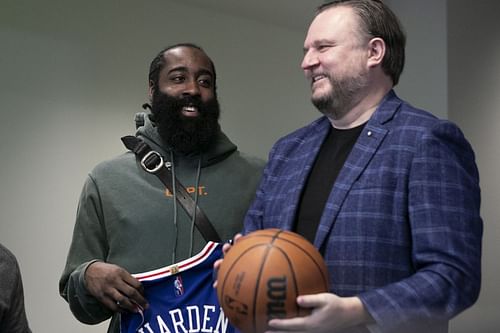 James Harden, left, hasn't repaid Daryl Morey's belief in him with a signature big-game performance. [Photo: Philadelphia Inquirer] The Philadelphia 76ers' sizzling Dynamic Duo of Joel Embiid, left, ahd James Harden sensationally fizzled in their biggest test of the season. [Photo: Bleacher Report]